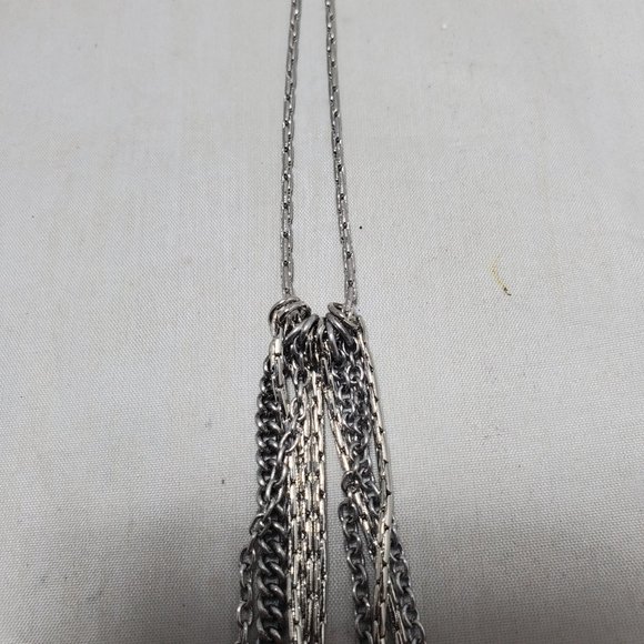 CACHE multi-layered 9-strand layered silver necklace with gold charms - Picture 5 of 9